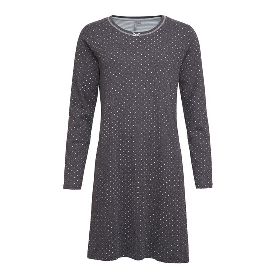 By Louise By Louise Ladies Nightshirt Interlock Long Sleeve Anthracite Dotted