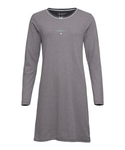 By Louise Ladies Nightshirt Interlock Long Sleeve Anthracite Striped