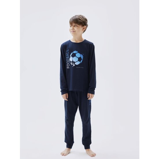 Name It Name It Kinder Pyjama Jongens Lang Blauw Football