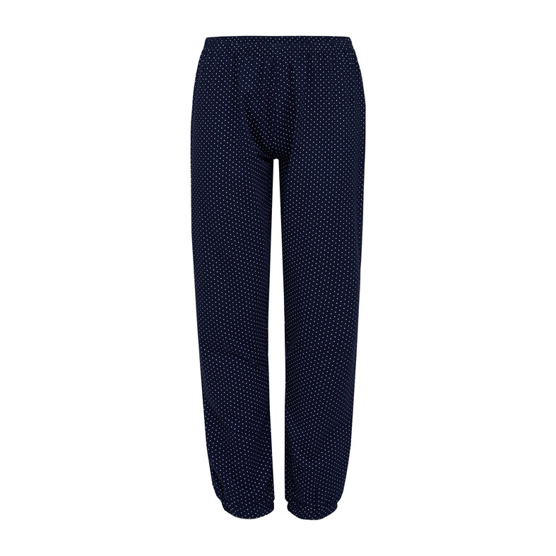 By Louise By Louise Ladies Pyjama Set Long Cotton Off White / Dark Blue Dotted