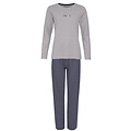 By Louise By Louise Ladies Pyjama Set Long Cotton Gray/Dark Blue Striped