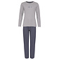 By Louise By Louise Ladies Pyjama Set Long Cotton Gray/Dark Blue Striped