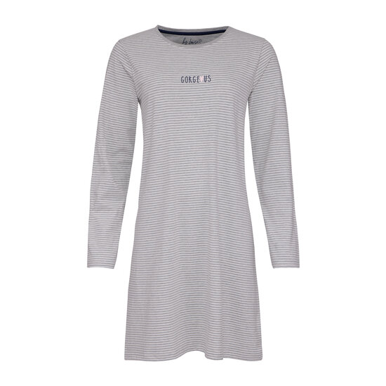 By Louise By Louise Ladies Nightshirt Long Sleeve Cotton Grey Striped