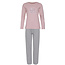 By Louise By Louise Ladies Pyjama Set Long Cotton Pink / Gray Striped