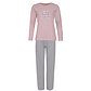 By Louise By Louise Ladies Pyjama Set Long Cotton Pink / Gray Striped