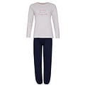 By Louise By Louise Ladies Pyjama Set Long Cotton Off White / Dark Blue Dotted