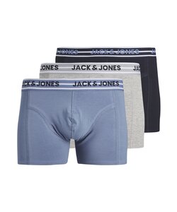 Jack & Jones Heren Boxershorts Trunks JACPETER Blauw/Grijs/Donkerblauw 3-Pack