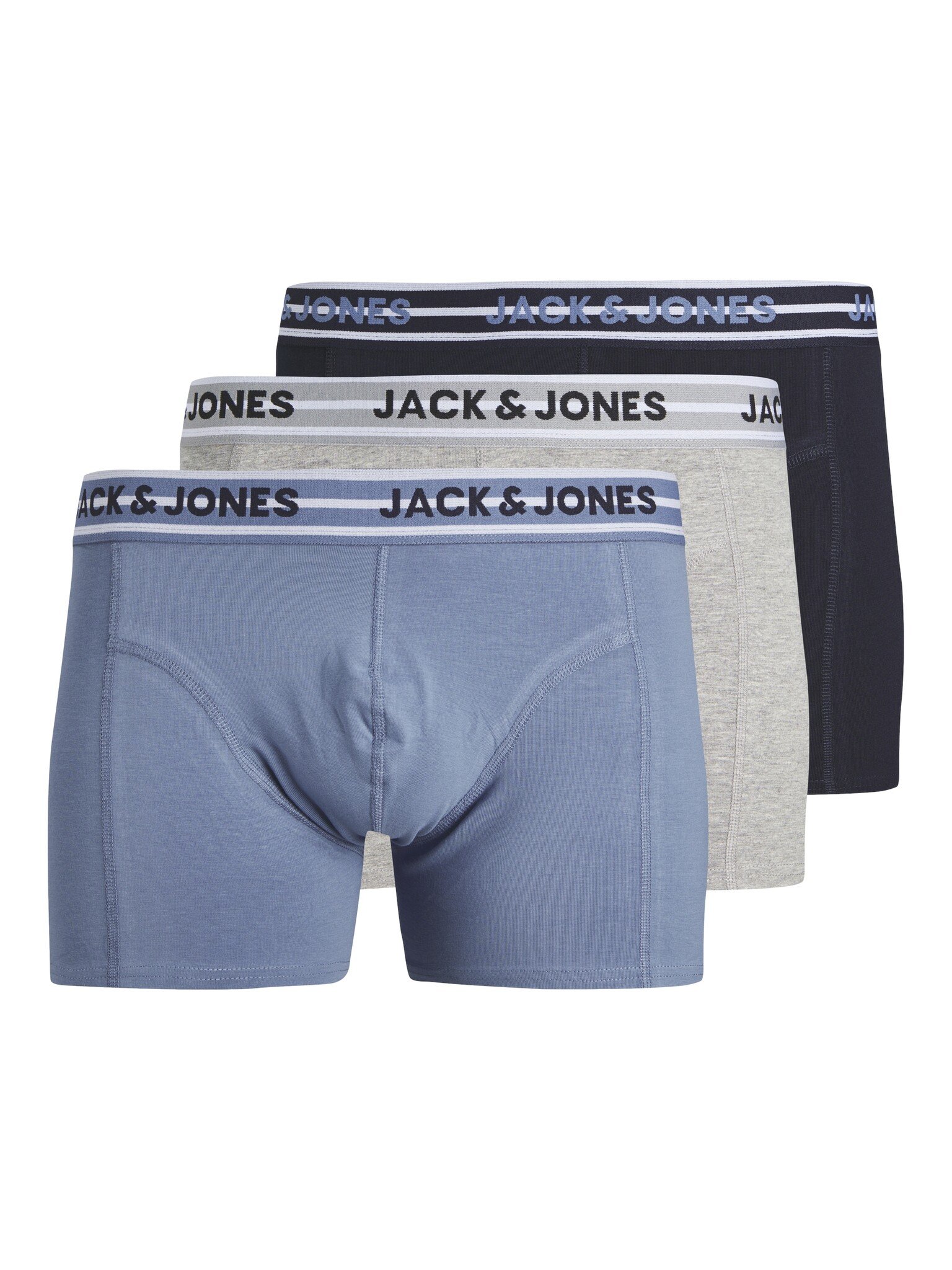 Jack Jones Jack Jones Heren Boxershorts Trunks JACPETER Blauw Grijs Donkerblauw 3 Pack