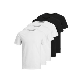Jack & Jones Basic Heren T-shirt JJEORGANIC Wit/Zwart 5-Pack