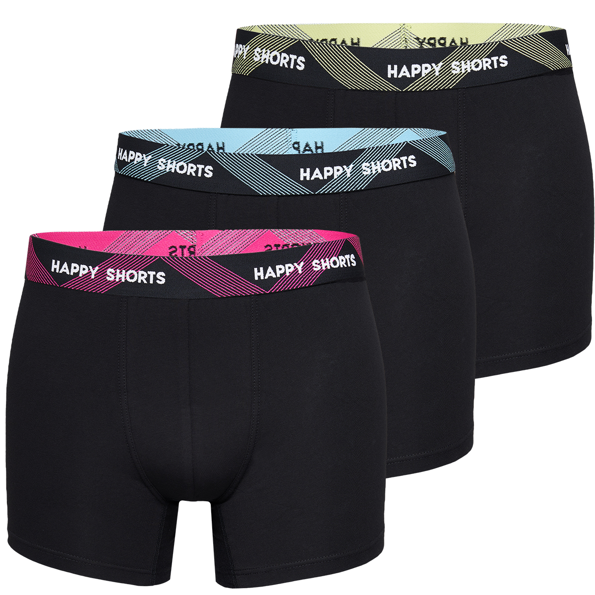 Happy Shorts Happy Shorts 3 Pack Boxershorts Heren Zwart