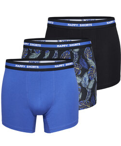 Happy Shorts 3-Pack Boxershorts Heren Hawaii Zwart/Blauw