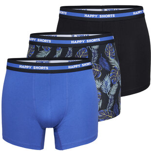 Happy Shorts 3-Pack Boxershorts Heren Hawaii Zwart/Blauw