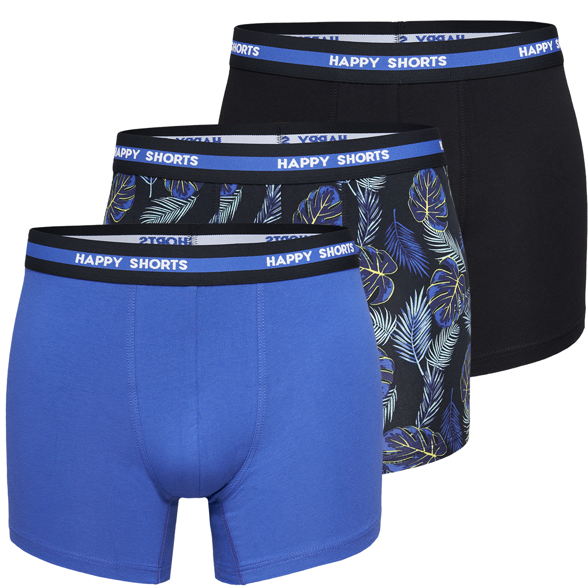 Happy Shorts Happy Shorts 3 Pack Boxershorts Heren Hawaii Zwart Blauw