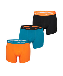 Happy Shorts Heren Boxershorts Trunks Oranje/Turquoise/Zwart 3-Pack