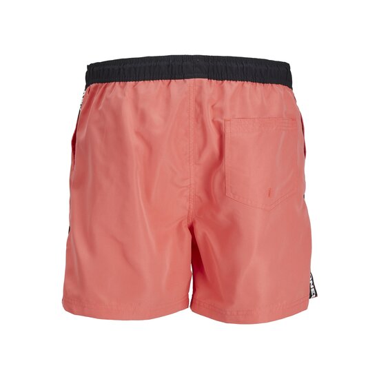 Jack & Jones Jack & Jones Men's Swim Shorts JPSTFIJI Black Tape Solid Hot Coral