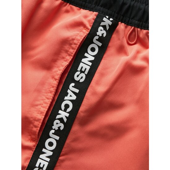 Jack & Jones Jack & Jones Heren Zwemshorts JPSTFIJI Black Tape Effen Hot Coral