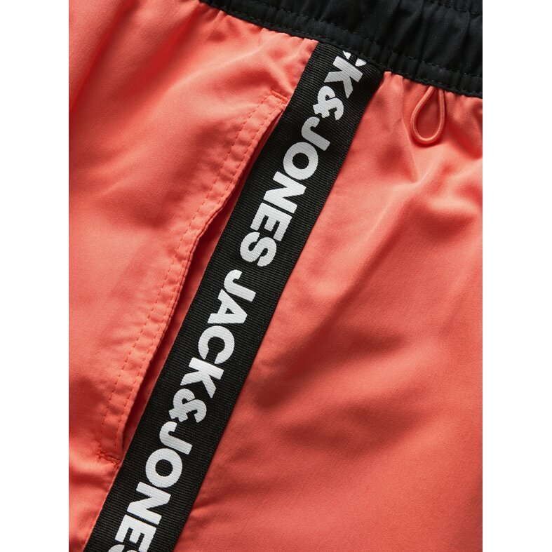Jack & Jones Jack & Jones Men's Swim Shorts JPSTFIJI Black Tape Solid Hot Coral