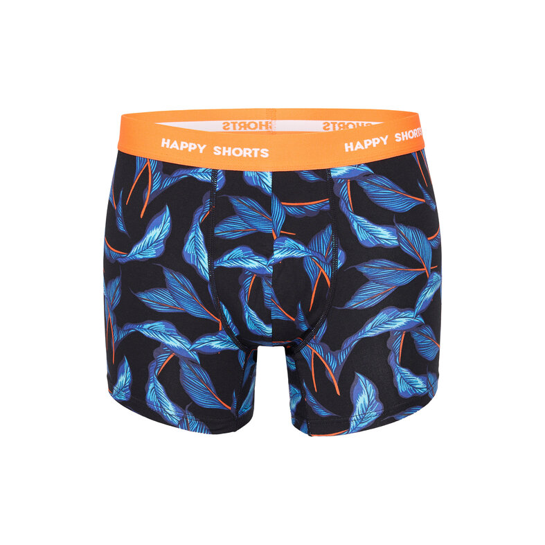 Happy Shorts Happy Shorts Heren Boxershorts Trunks Bladeren Blauw/Zwart 6-Pack