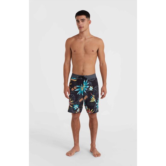 O'Neill O'Neill Men's Boardshort Long Swimshort Mysto Scallop 20" Tropical Print Black