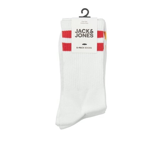 Jack & Jones Jack & Jones Sportsokken Heren JACELI Tennissokken 5-Pack Wit Met Strepen