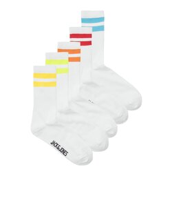 Jack & Jones Sports Socks Men's JACELI Tennis Socks 5-Pack White With Stripes
