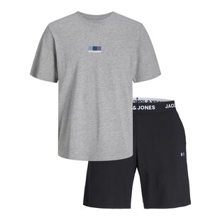 Jack & Jones Heren Shortama Korte Pyjama JACOSCAR Katoen Grijs/Zwart