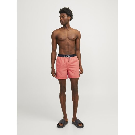 Jack & Jones Jack & Jones Heren Zwemshorts JPSTFIJI Black Tape Effen Hot Coral