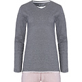 By Louise By Louise Dames Pyjama Set Lang Katoen Grijs / Roze