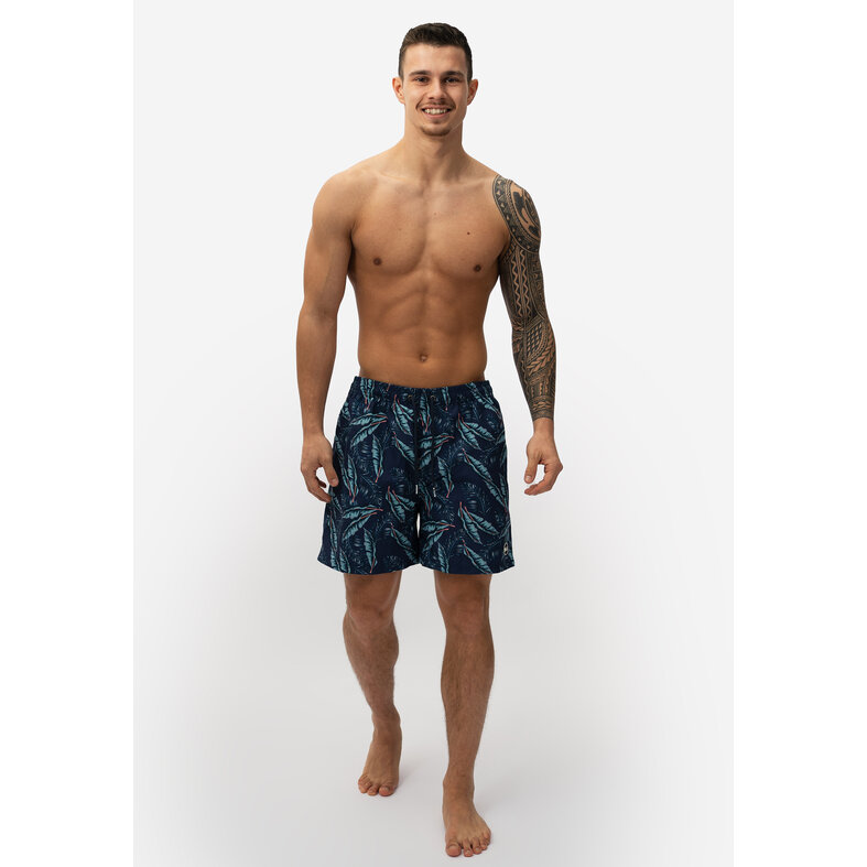 Happy Shorts Happy Shorts Men's Swim Short Leaf Print Blue