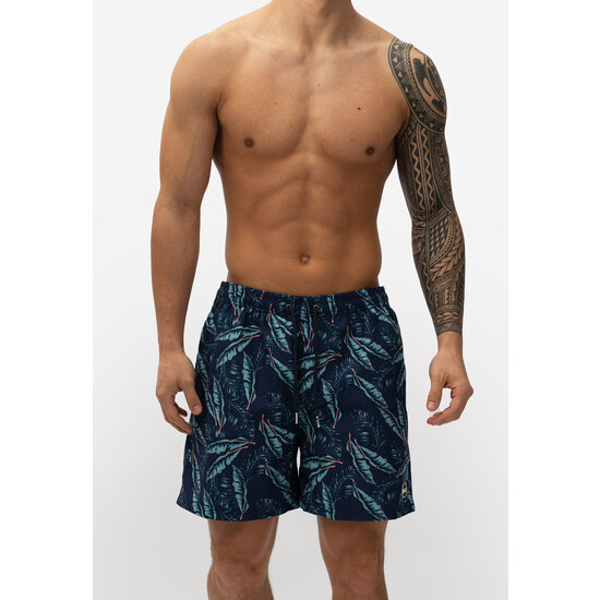 Happy Shorts Happy Shorts Men's Swim Short Leaf Print Blue