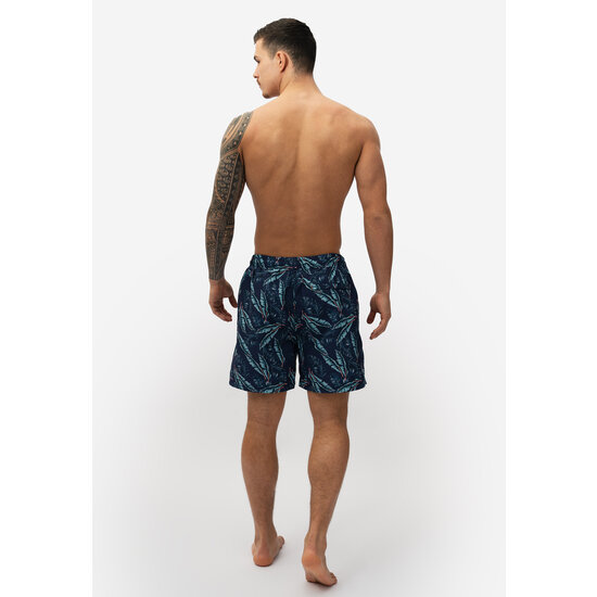 Happy Shorts Happy Shorts Men's Swim Short Leaf Print Blue