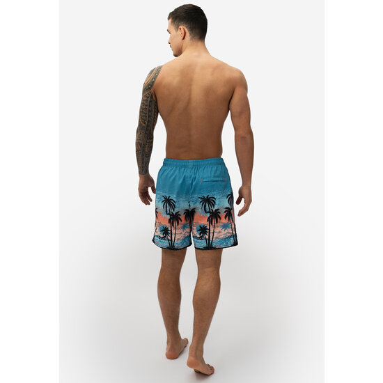 Happy Shorts Happy Shorts Men's Swim Short Beach Palm Tree Print Blue