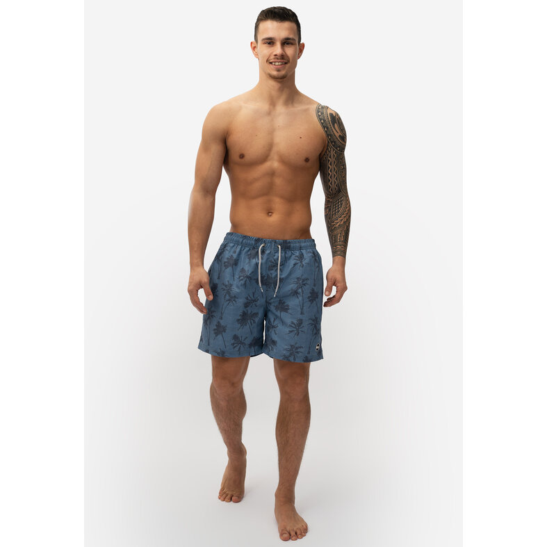 Happy Shorts Happy Shorts Men's Swim Short Palm Tree Print Blue