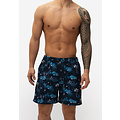 Happy Shorts Happy Shorts Men's Swim Short Tropical Island Print Dark Blue