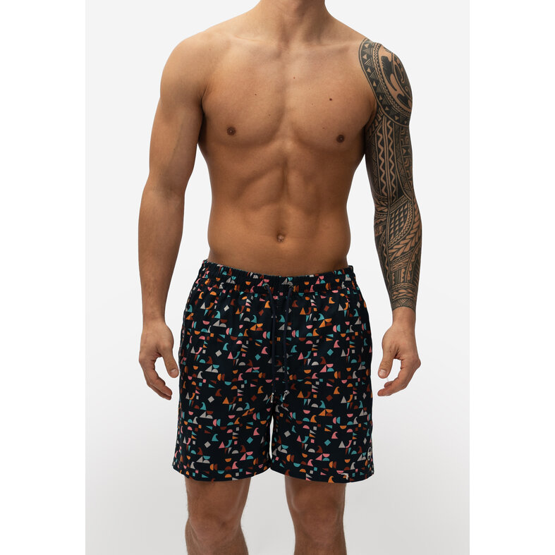 Happy Shorts Happy Shorts Men's Swim Short Geometric Print Dark Blue