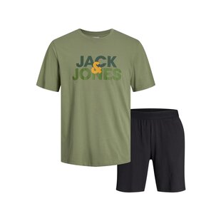 Jack & Jones Heren Korte Shortama Pyjamaset JACULA Groen/Zwart