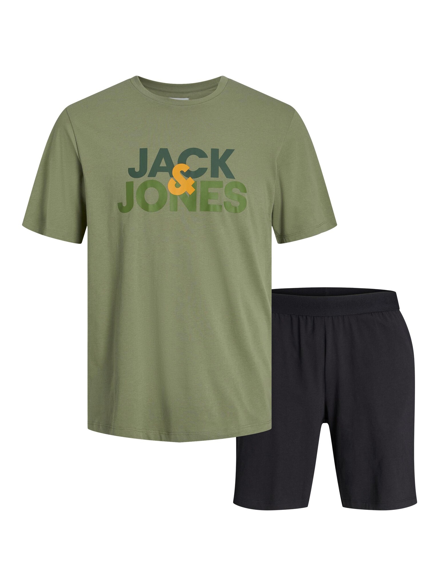 Jack Jones Jack Jones Heren Korte Shortama Pyjamaset JACULA Groen Zwart