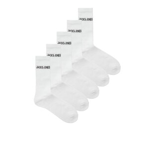 Jack & Jones Men's Sports Socks JACREGEN Tennis Socks 5-Pack White