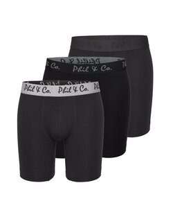 Phil & Co Boxer Shorts Men's Long-Pipe Boxer Briefs 3-Pack Black