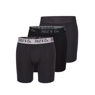Phil & Co Boxer Shorts Men's Long-Pipe Boxer Briefs 3-Pack Black