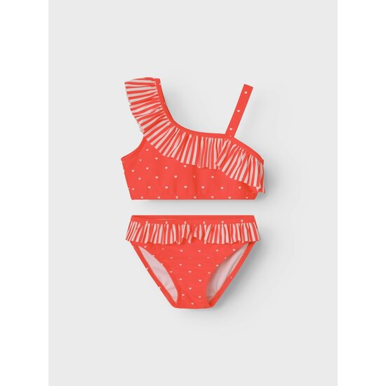 Name It Name It Girls Bikini Set Kids NMFZEDOT Hearts Print Red