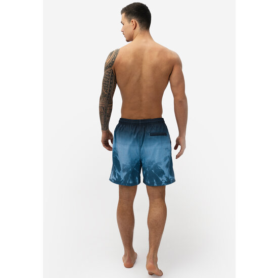 Happy Shorts Happy Shorts Men's Swim Short Faded Palm Tree Print Blue