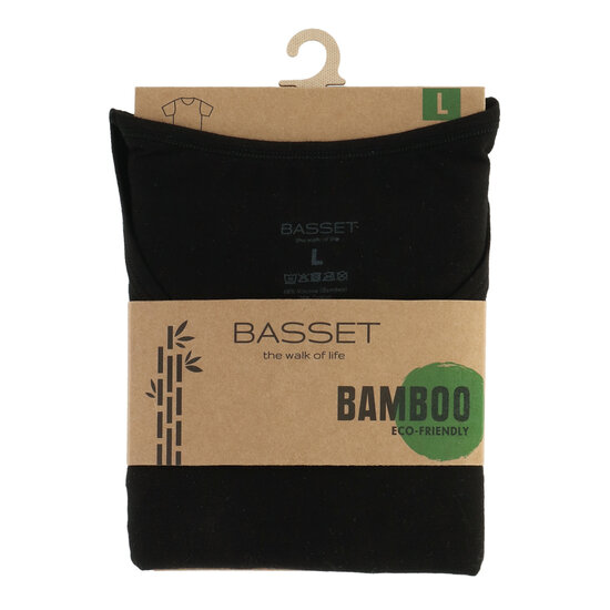 Basset Basset Dames/Heren Bamboe T-Shirt Ronde Hals Zwart