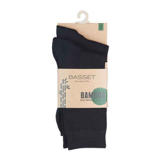 Basset Basset Dames/Heren Bamboe Sokken 2-Pack Zwart