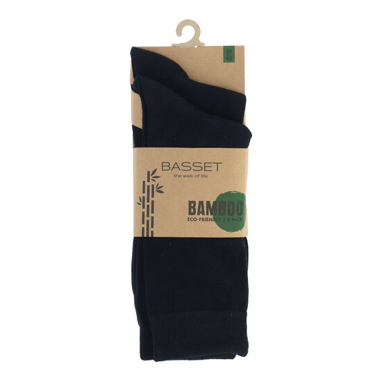 Basset Basset Dames/Heren Bamboe Sokken 2-Pack Donkerblauw