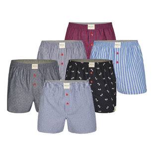 Phil & Co 6-Pack Woven Wide Boxer Shorts Men Multipack 6-Pack