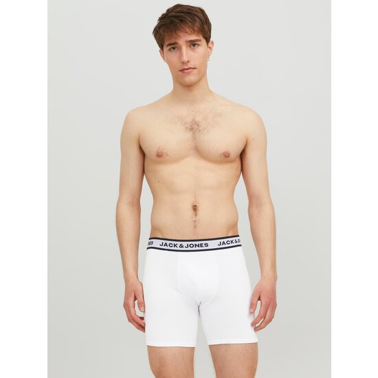 Jack & Jones Jack & Jones Heren Boxershort Lange Pijp JACSOLID Boxer Briefs 3-Pack Grijs/Wit/Blauw