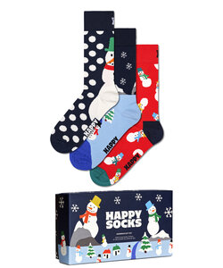 Happy Socks Dames Heren Sokken Sneeuwpop Giftbox Kerstsokken 3-Pack