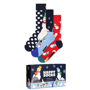 Happy Socks Dames Heren Sokken Sneeuwpop Giftbox Kerstsokken 3-Pack