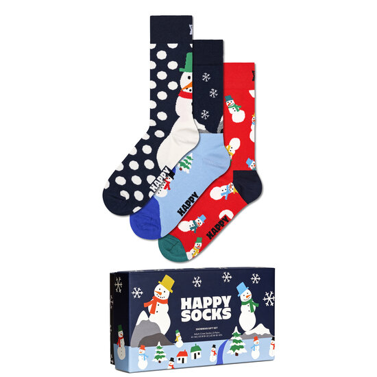 Happy Socks Happy Socks Dames Heren Sokken Sneeuwpop Giftbox Kerstsokken 3-Pack